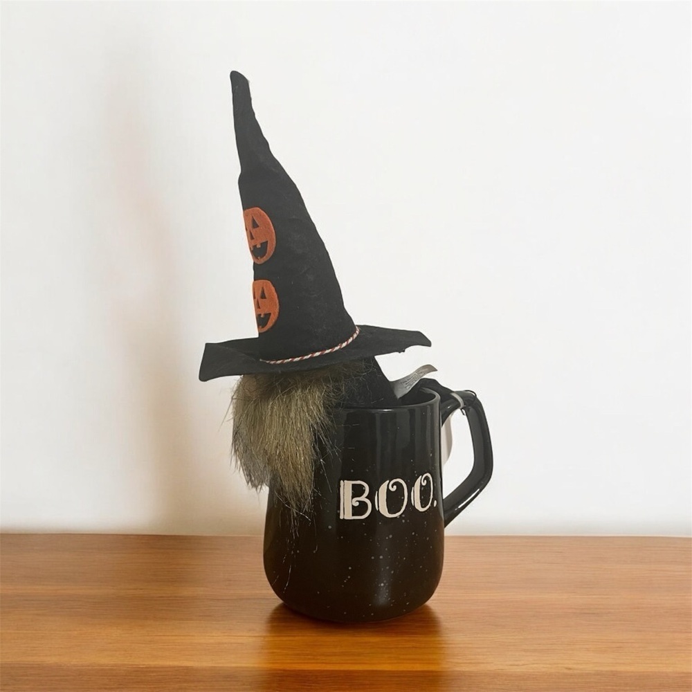 Boo Halloween Mug with Witch Hat Gnome